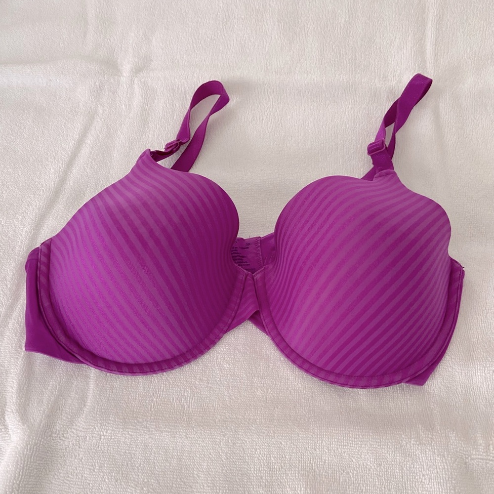 RASPBERRY SATIN STRIPE UNDERWIRE BRA 🌺